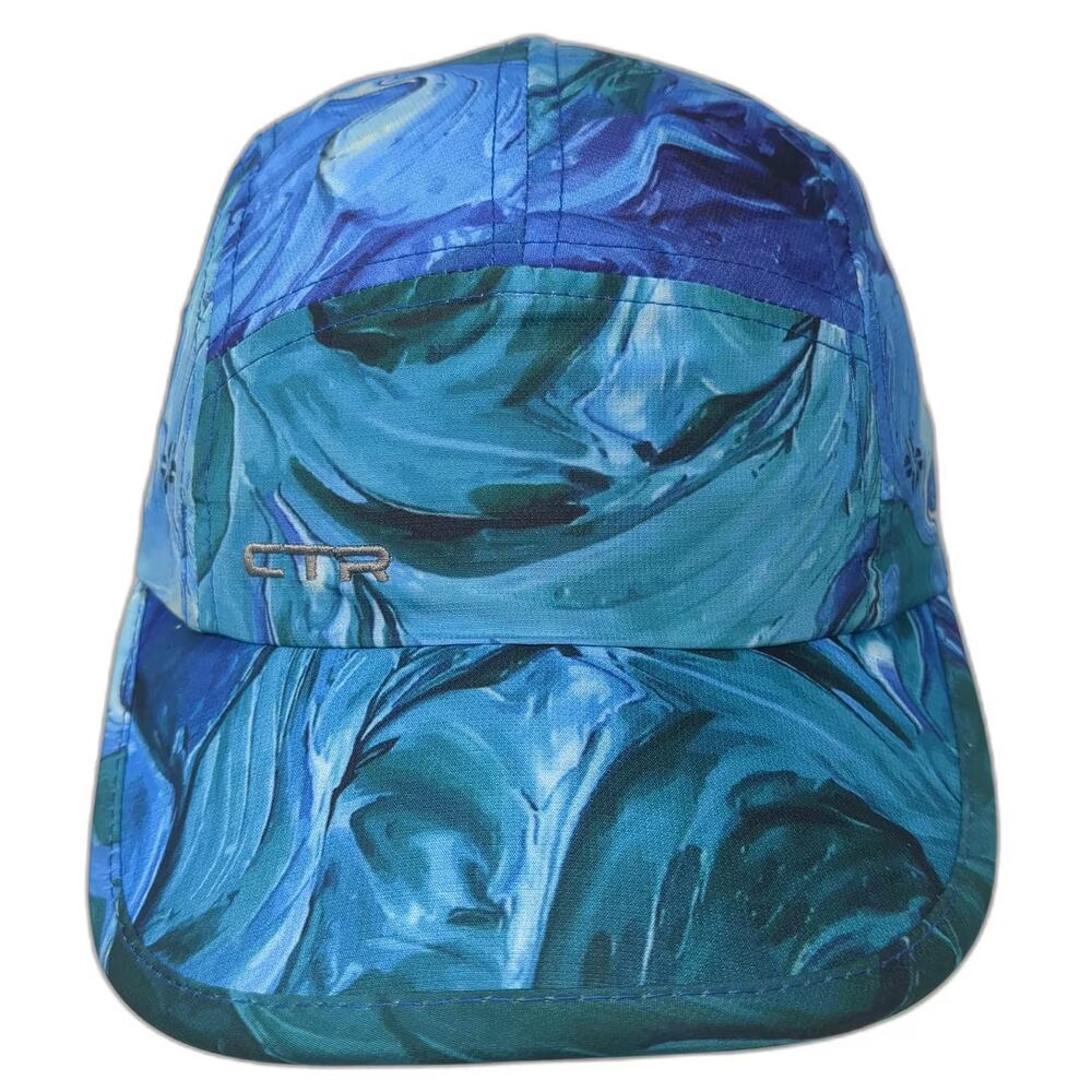 CTR 5 Panel Hat Blue Green Marble Print OS Performance Adjustable Slideback
